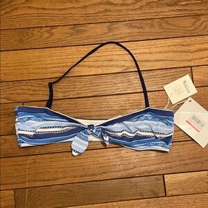 Lemlem Eshel Bandeau Blue and White Striped Bikini Top Size XL
